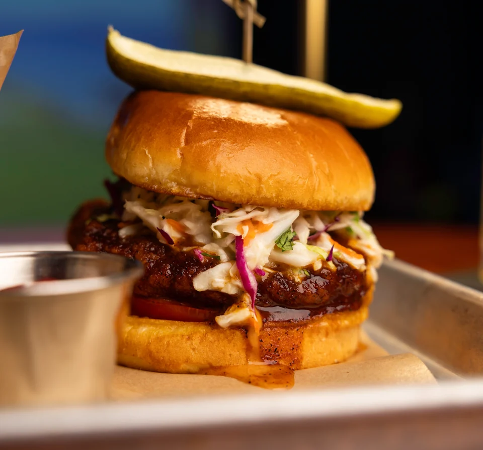 Nashville Hot Chicken Sandwich photographed for Peachtree Sporting Club