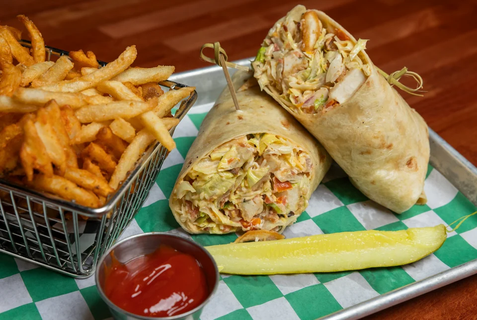 Southwest Chicken Club Wrap photographed for Peachtree Sporting Club